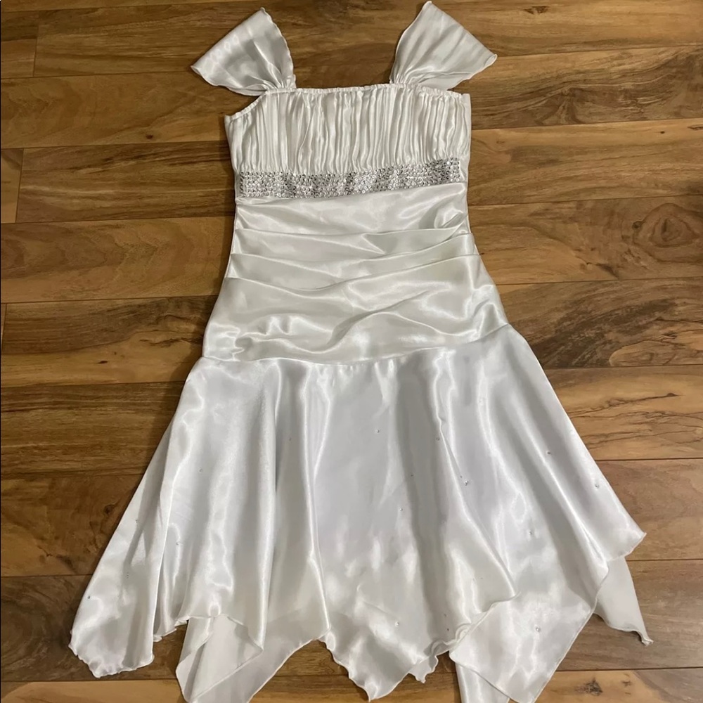 Elegant Ivory Dress with Silver Rhinestones size M